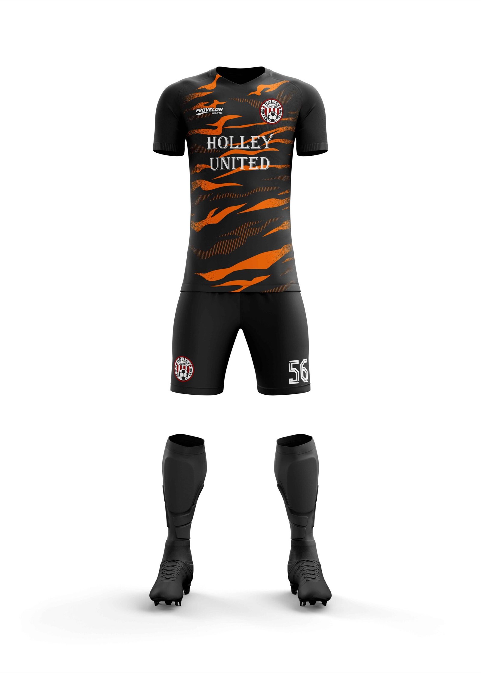 custom soccer kit black orange